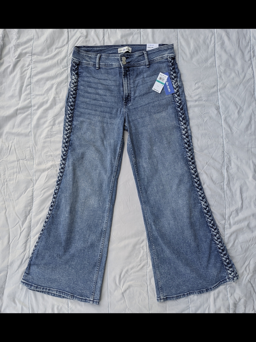 NWT Side Braid Wide Leg Jeans - City Blues (Nordstrom)